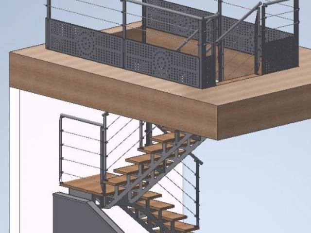 Réalisation d'un escalier quart tournant avec ses garde-corps métal bois à Blain 